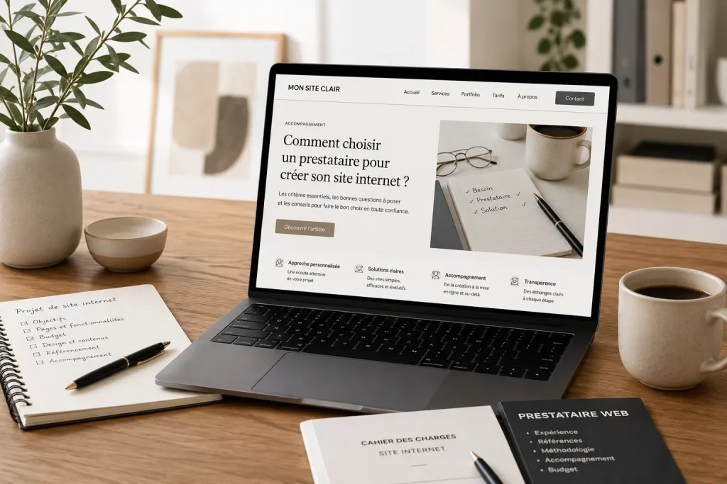Choisir un prestataire pour créer son site internet : comparer les besoins, le budget et l’accompagnement avant de lancer son projet.